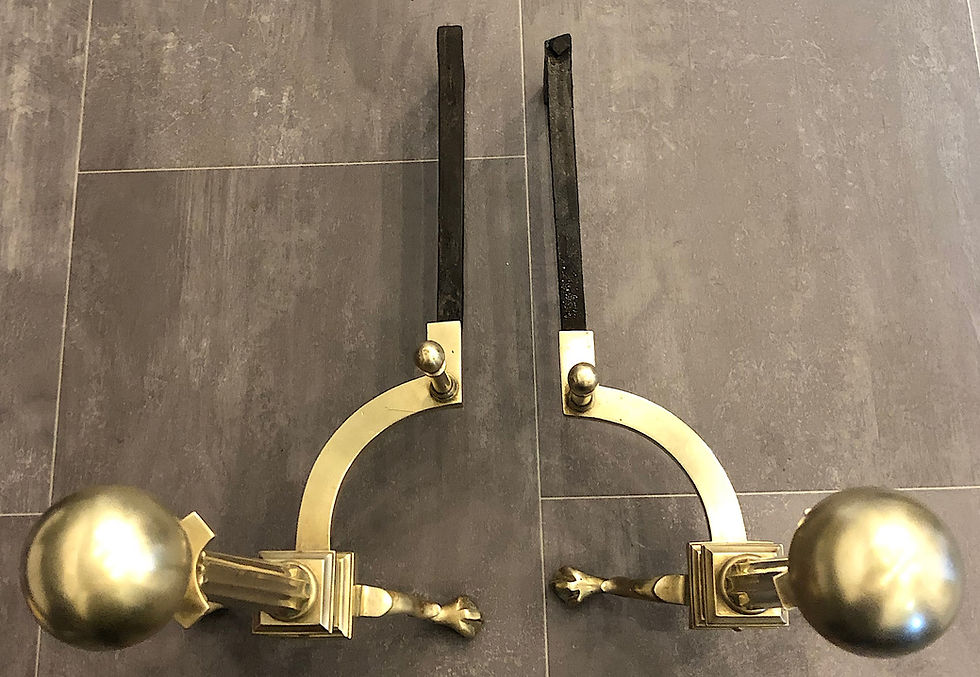 Thumbnail: SOLD: 19th Century Philadelphia Neoclassical Brass Andirons
