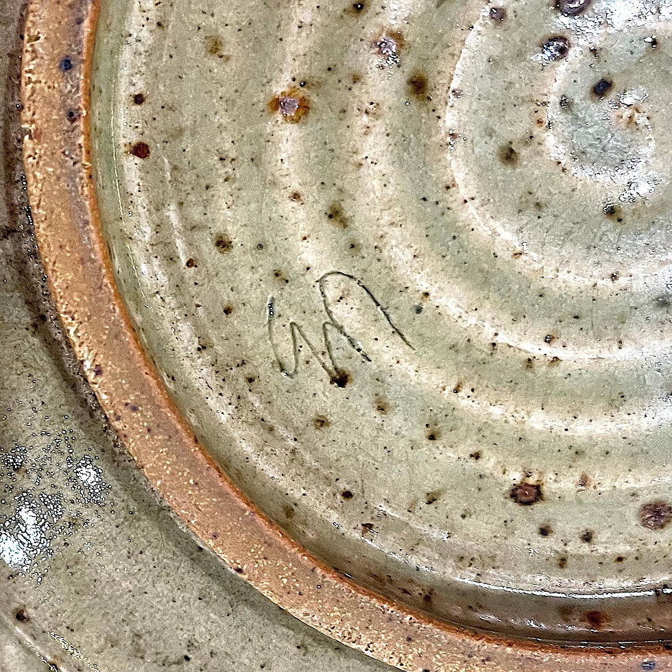 Thumbnail: SOLD: Abstract Graphic 1970's Studio Pottery Stoneware Charger/Dinner Plate