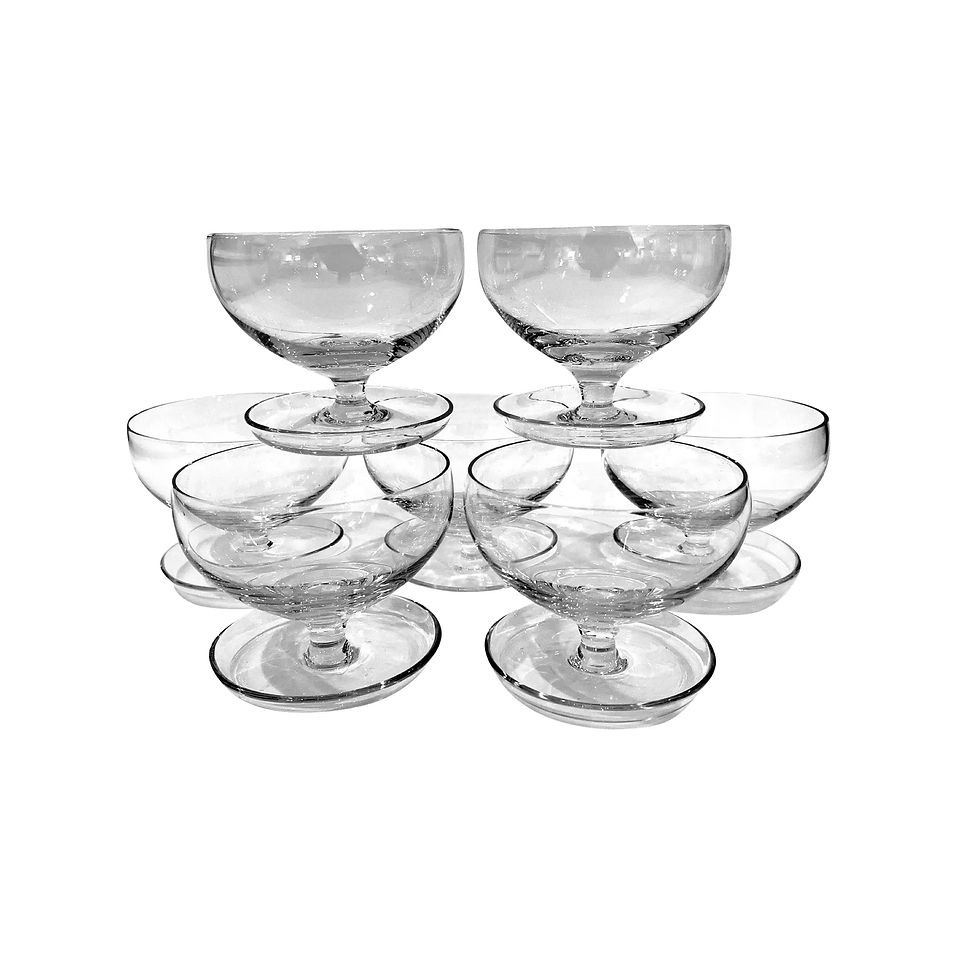 Mid-Century Modern Crystal Footed Dessert/Sherbet Coupes - Set of 7
