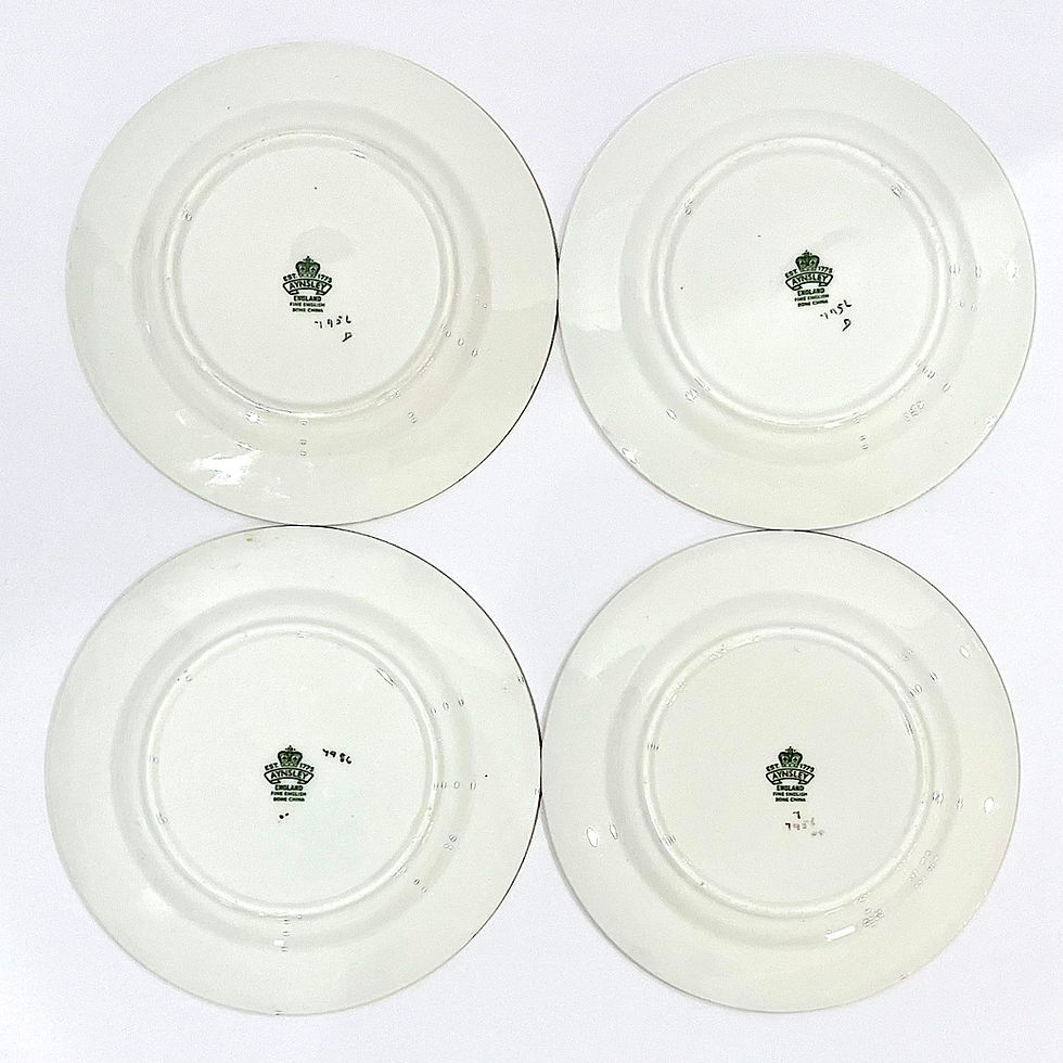 Thumbnail: SOLD: Aynsley Orchard Fruit Appetizer Plates - Hand-Painted - Set of Eight