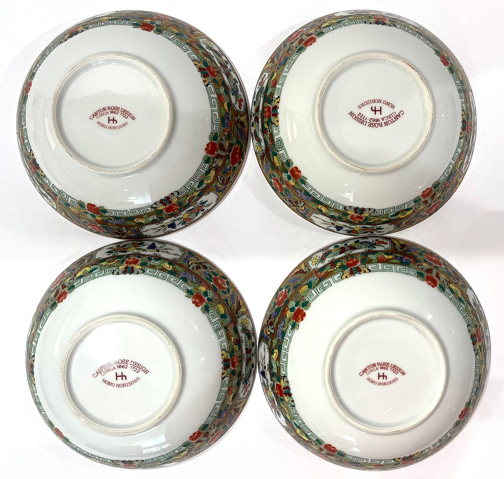 Thumbnail: SOLD: 1970s Famille Rose Soup Bowls - Set of 8