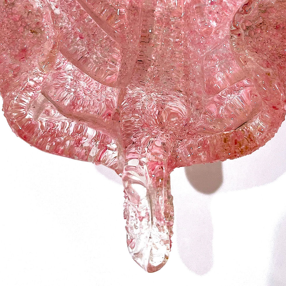 Thumbnail: SOLD: Mid-Century Modern Fratelli Toso Pink Overshot Blown Glass Leaf Dish