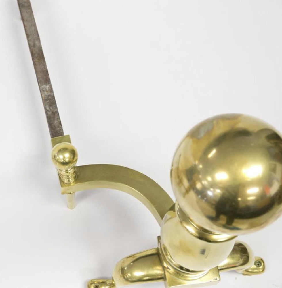 Thumbnail: SOLD! Boston Solid Brass Andirons