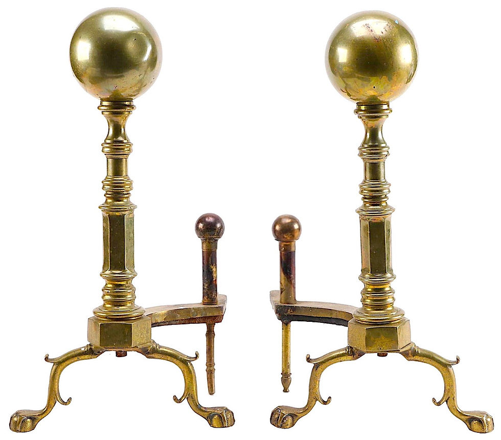 Thumbnail: SOLD: 19th Century Georgian Brass Cannonball Andirons