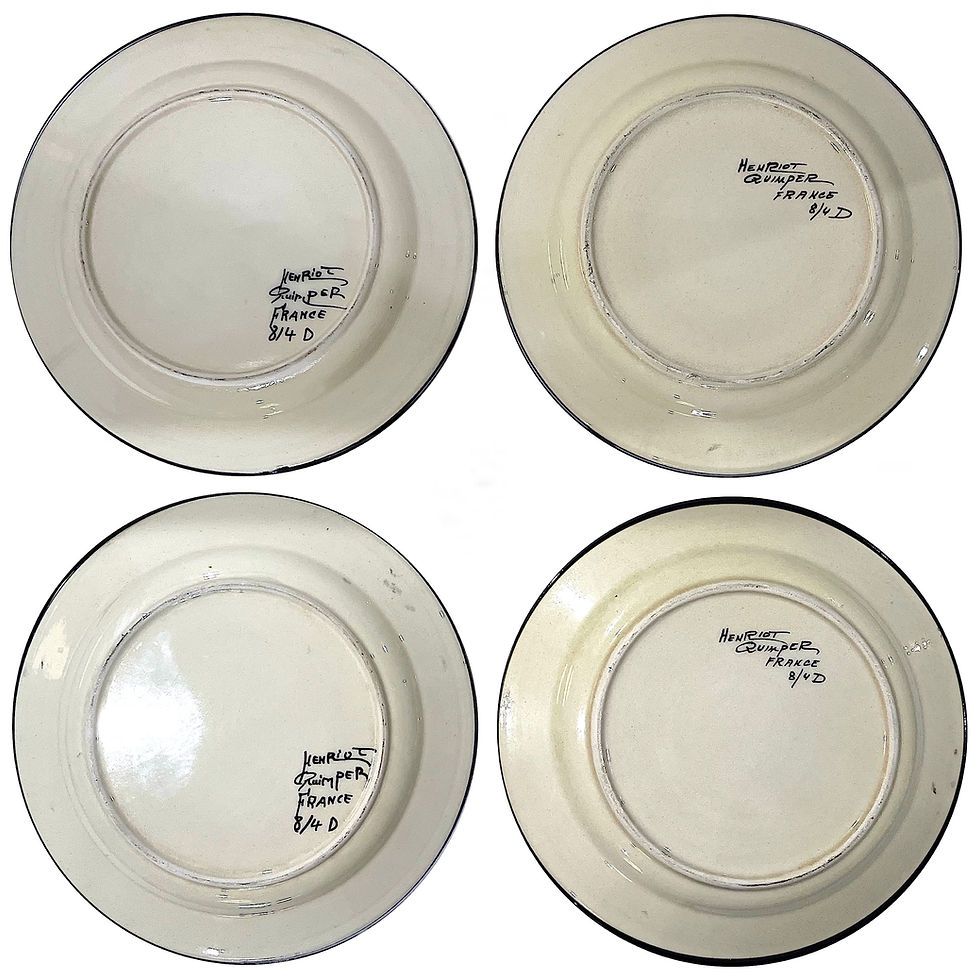 Thumbnail: SOLD: 1960s Henriot Quimper Rooster Dinner Plates - Set of 7