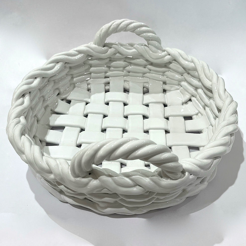 Thumbnail: SOLD: Vintage Italian White Woven Ceramic "Basket"
