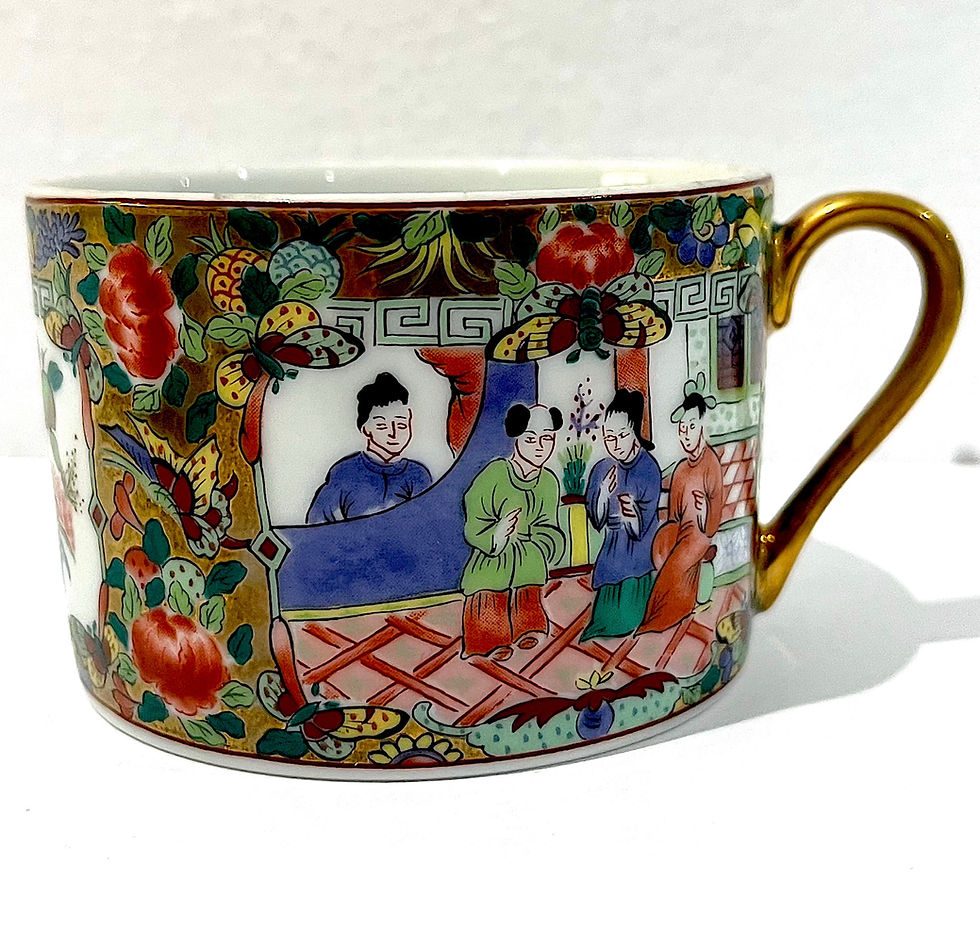 Thumbnail: SOLD: 1970s Famille Rose Cups/Saucers - 6 Sets