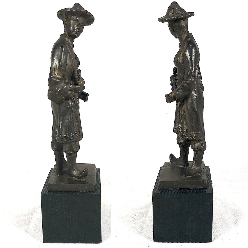 Thumbnail: SOLD: Antique Chinoiserie Statuette of Bird Keeper