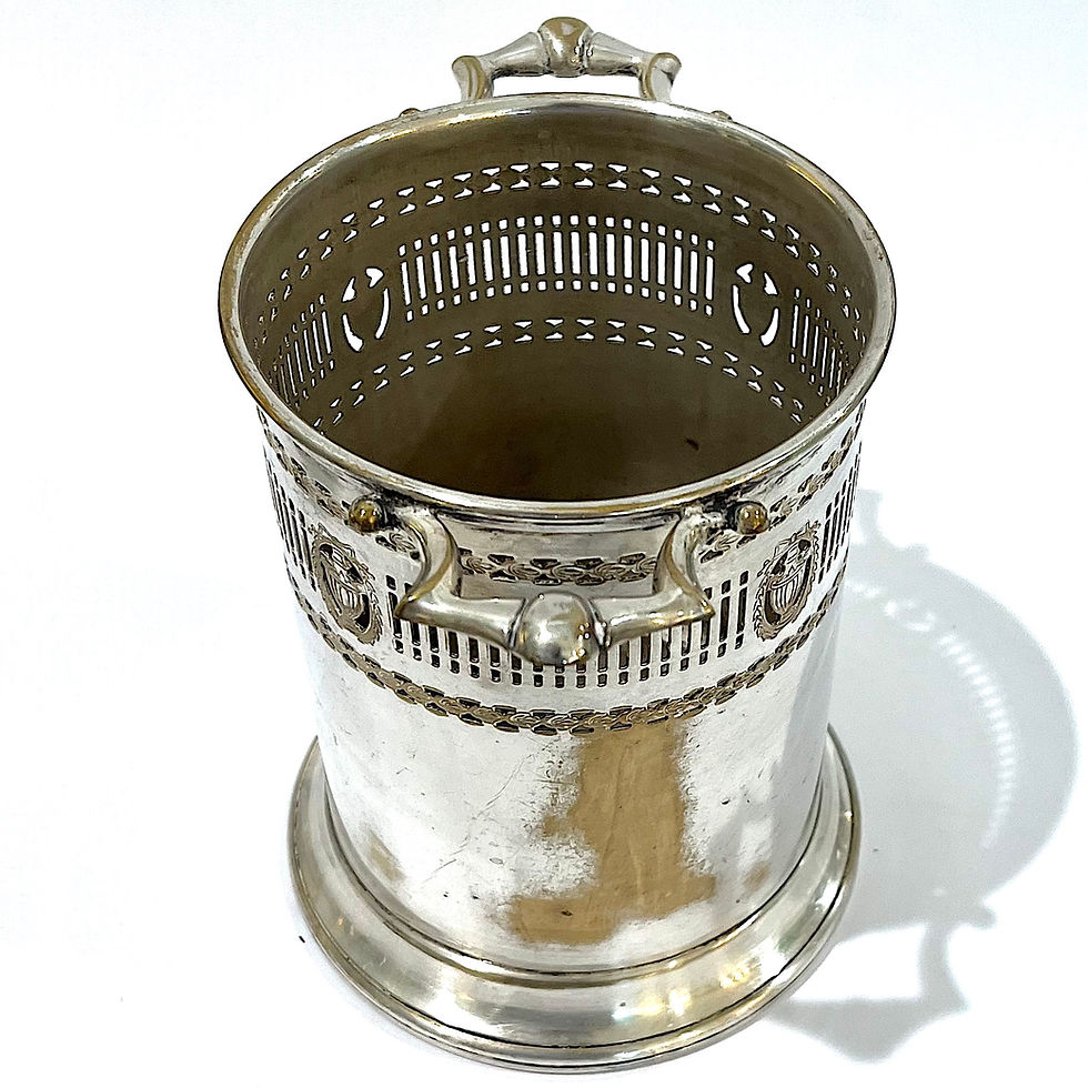 Thumbnail: SOLD: 1920's Neoclassical Silver-Plate Wine Bottle Holders - a Pair