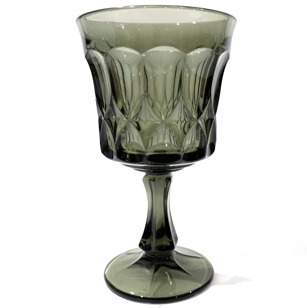 Thumbnail: SOLD: 1970's Grey Smoke Glass Water Goblets - Set of 6