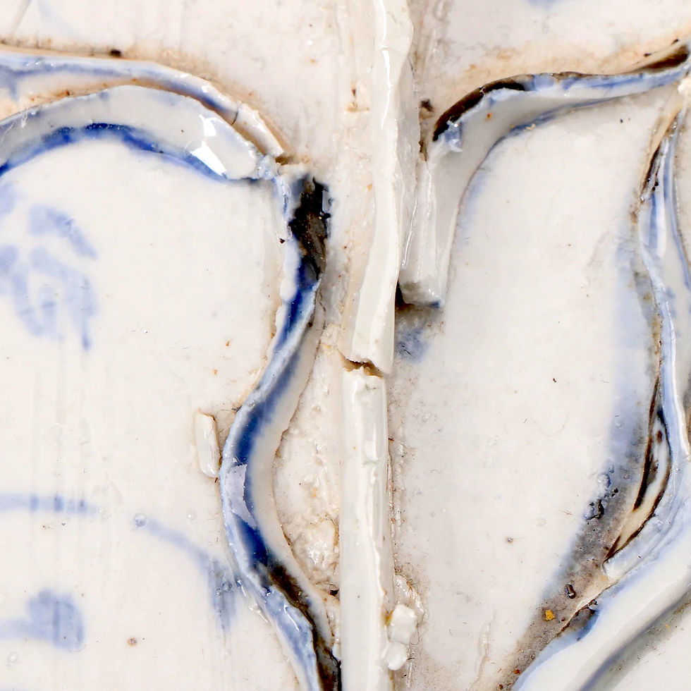 Thumbnail: Chinoiserie Fan Shaped Brutalist Studio Pottery Tray by Kenneth Russell Ferguson