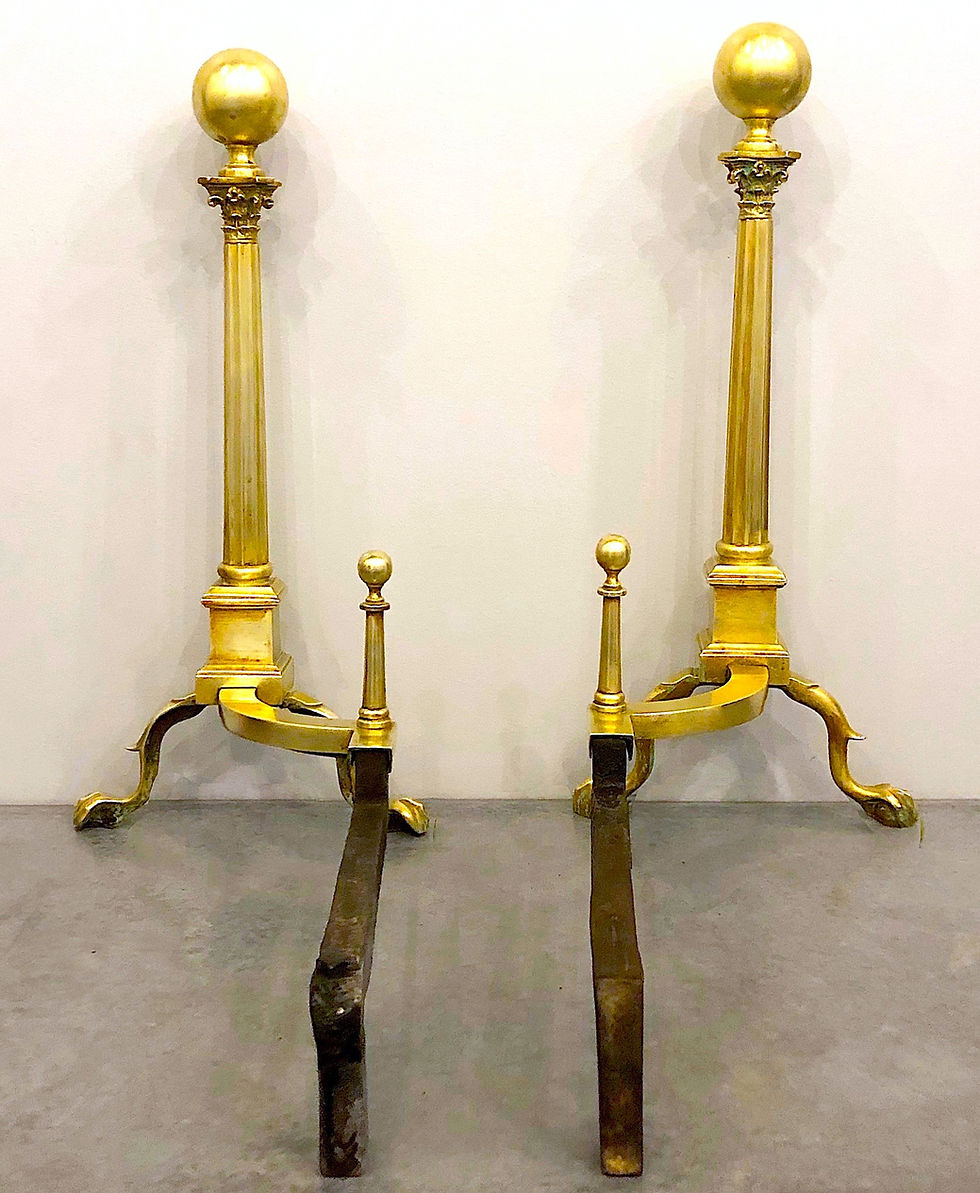 Thumbnail: SOLD: 19th Century Philadelphia Neoclassical Brass Andirons