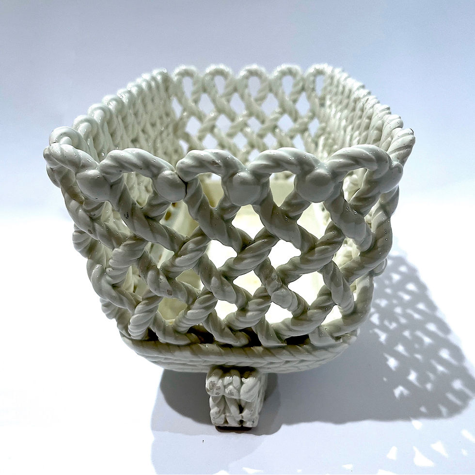 Thumbnail: SOLD: Vintage Spanish Woven Ceramic Rectangular Planter Cachepot
