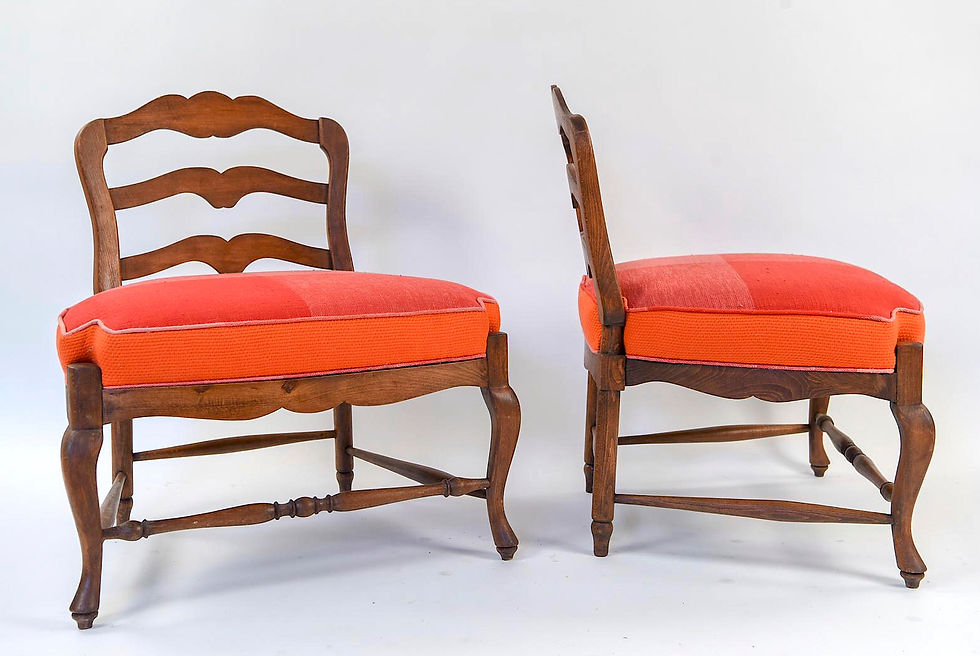 Thumbnail: SOLD: French Country Slipper Chairs - Pair