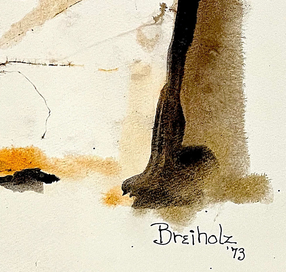 Thumbnail: 1973 Female Nude Watercolor by Anne Breiholz