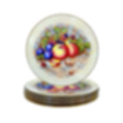 Aynsley Orchard Fruit Gold Dinner Plates - Hand-Painted - Set of Six