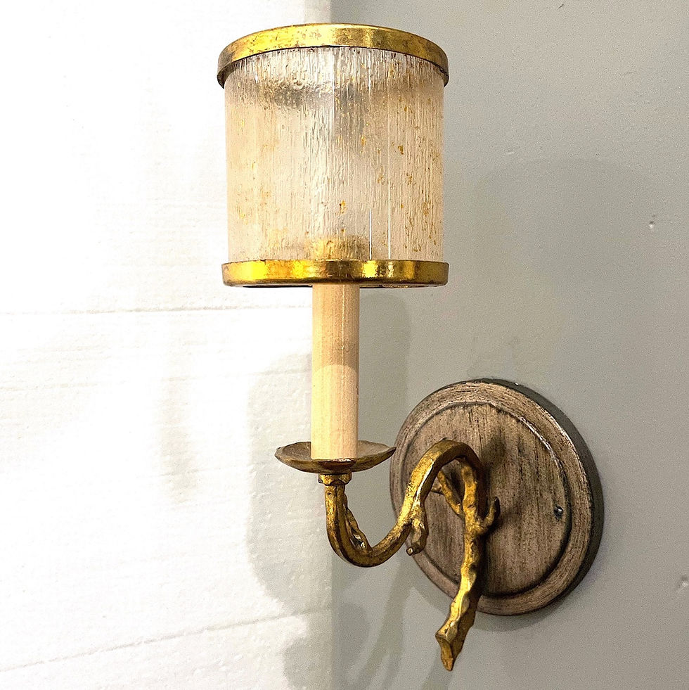 Thumbnail: SOLD: Gold and Silver Leaf "Twig" Parc Royal Sconce Pair by Corbett