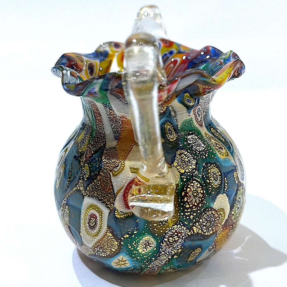 Thumbnail: 1960's Murano Glass Millefiori "Golden Quilt" Handled Bowl