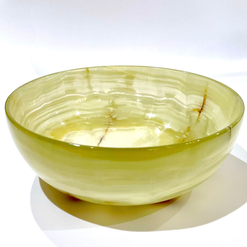 Thumbnail: SOLD: Vintage Carved Pale Green Solid Onyx Bowl