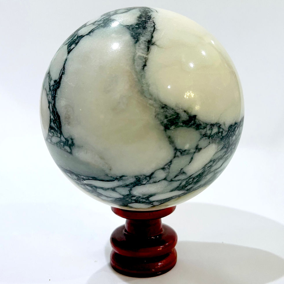 Thumbnail: Vintage Marble Sphere on Lacquered Turned Wood Stand