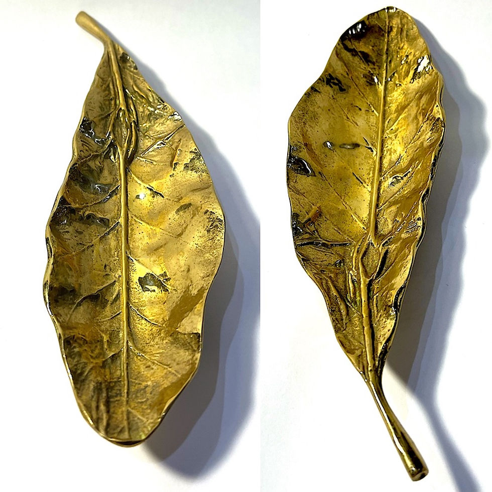 Thumbnail: SOLD: 1963 Tobacco Leaf Dish by Virginia Metalcrafters