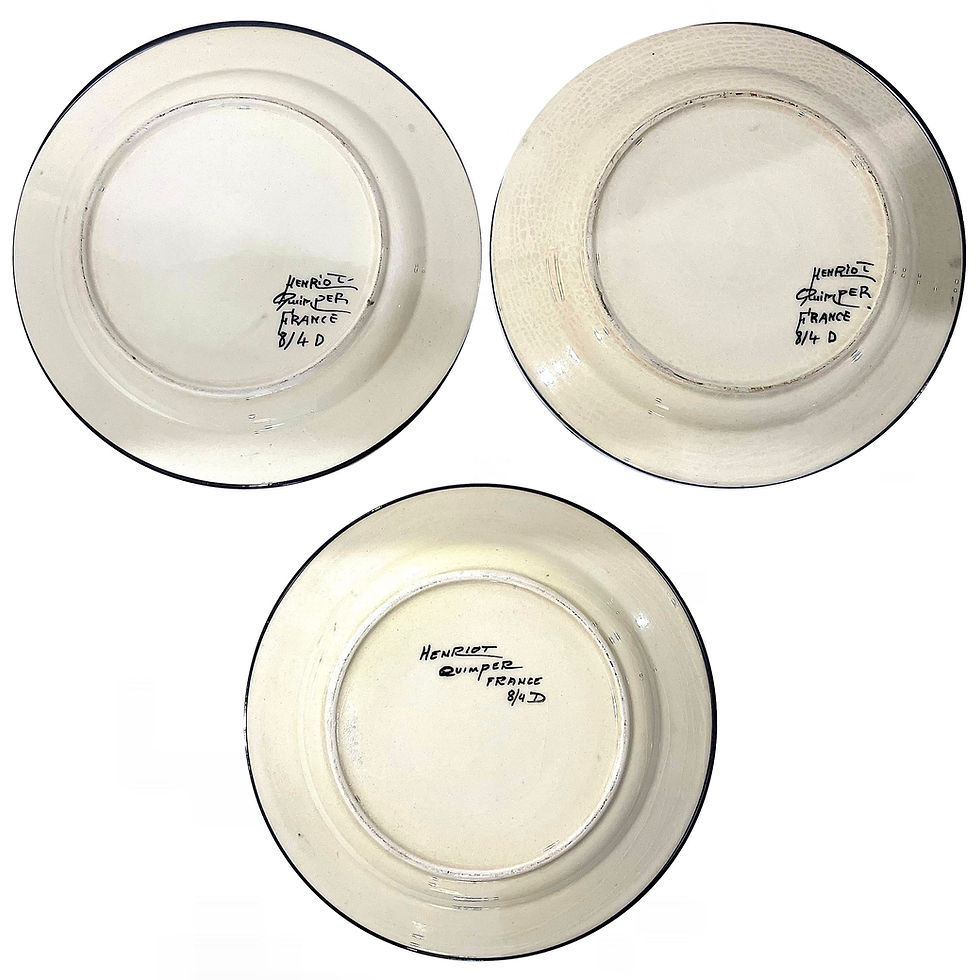 Thumbnail: SOLD: 1960s Henriot Quimper Rooster Dinner Plates - Set of 7