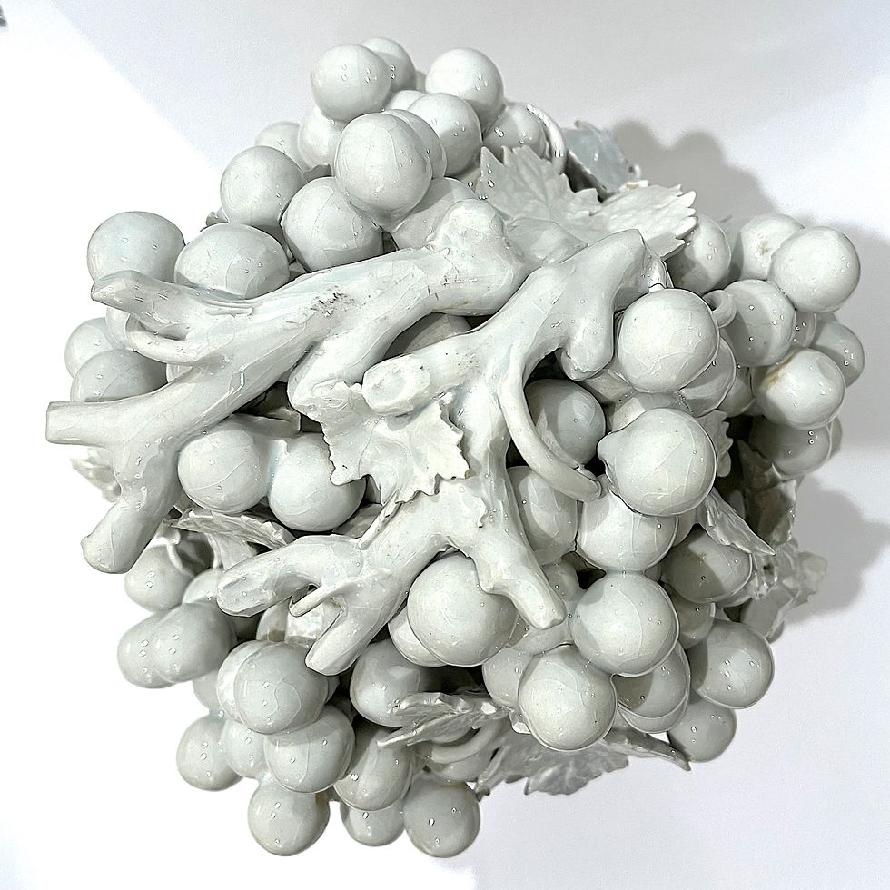 Thumbnail: SOLD: Vintage Italian Faience Majolica Topiary With Blanc De Chine Grapes