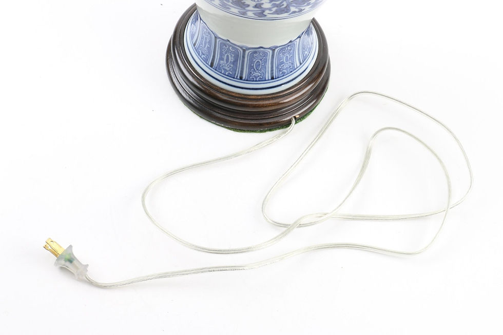 Thumbnail: SOLD! Chinoiserie Blue & White Lamps - Pair