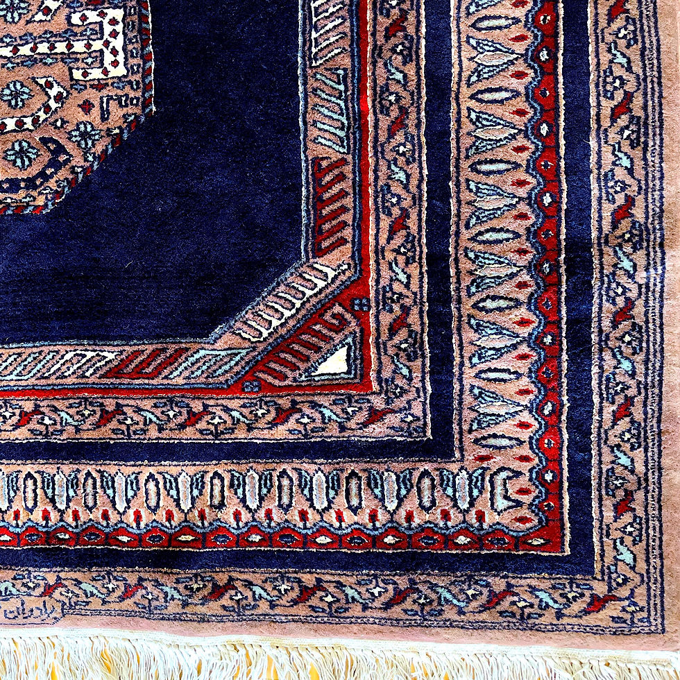 Thumbnail: Vintage Pakistani Bokhara Rug - Navy Blue Ground - 3.3" x 5'1"