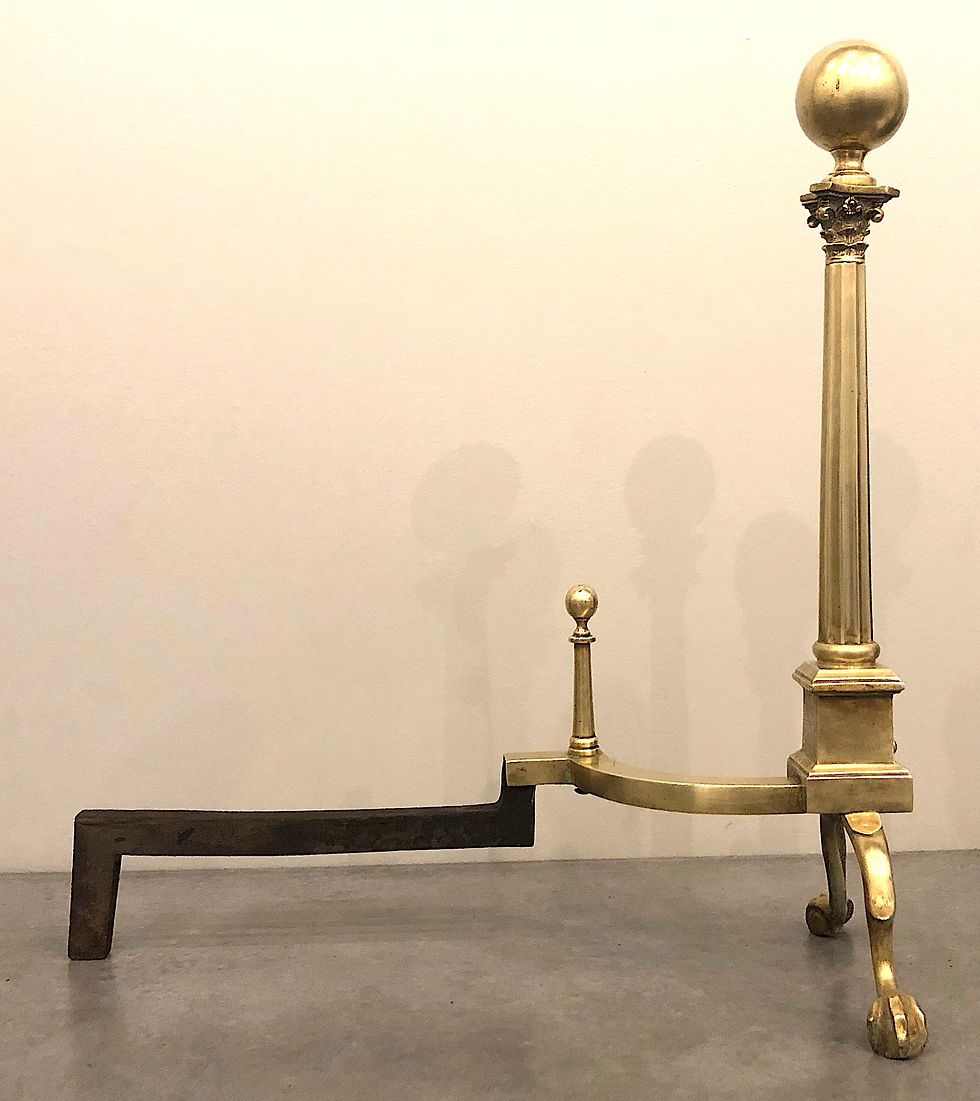 Thumbnail: SOLD: 19th Century Philadelphia Neoclassical Brass Andirons