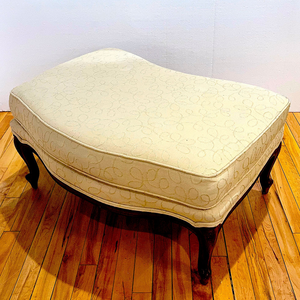 Thumbnail: SOLD: Vintage Sherrill Carved Frame Bergere and Ottoman - Like New