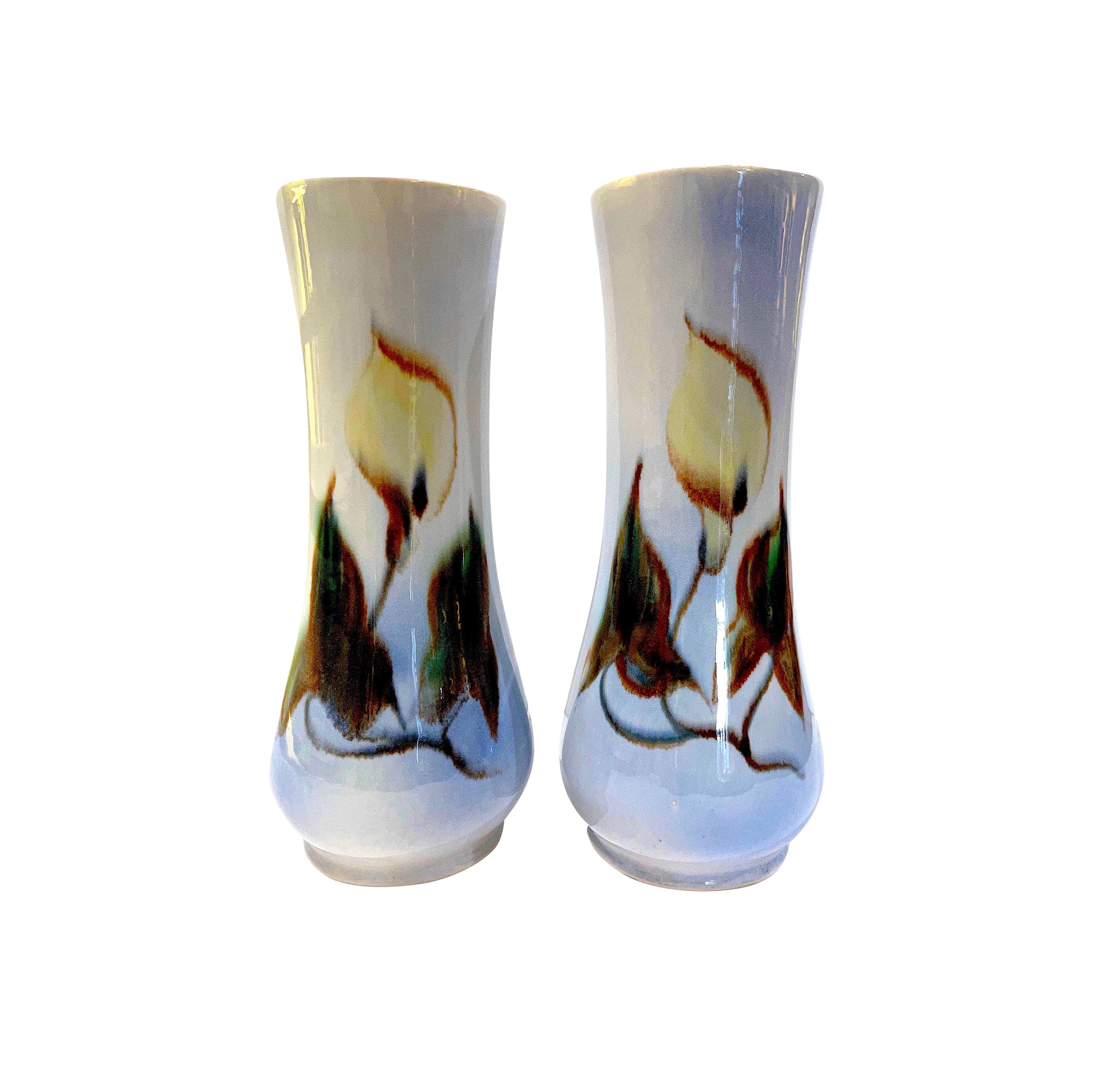 SOLD :Mid-Century Modern F. J. Von Tury Studio Porcelain Vases - Pair