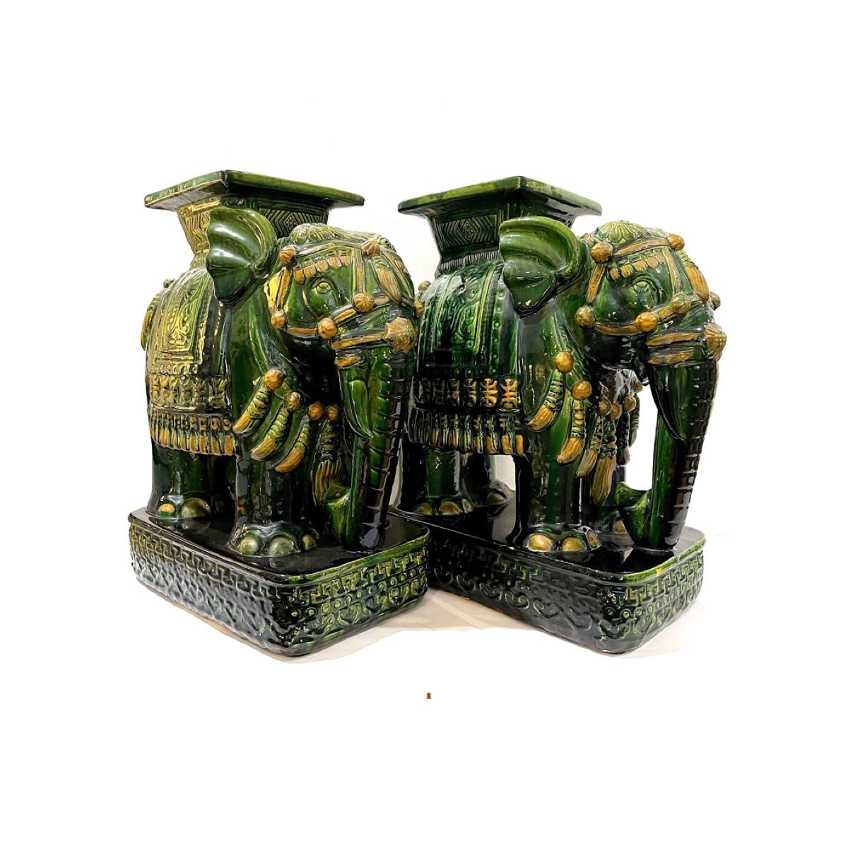 SOLD: Large Pair Chinese Ceramic Elephant Garden Stools