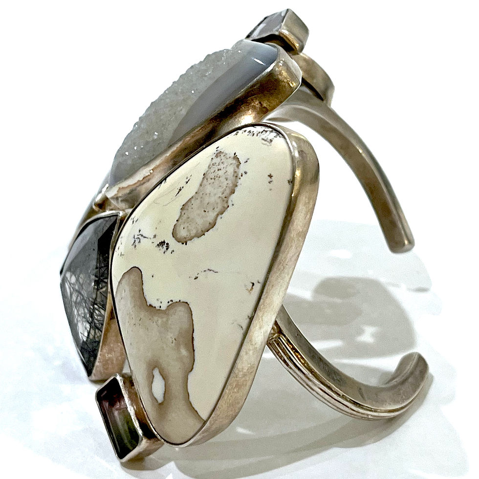 Thumbnail: Statement Cuff Bracelet - Studio Greystak MT - SS - Semi-Precious Stones