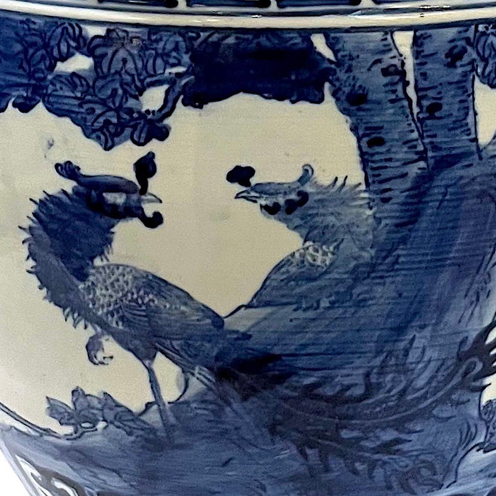 Thumbnail: SOLD: Vintage Chinese Large Blue and White Fishbowl Planter