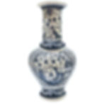 Vintage Hand-Painted Blue/White"Forest" Portuguese Faience  - Baluster Vase
