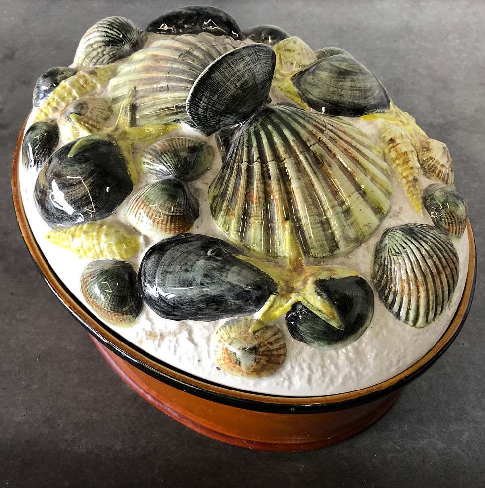 Thumbnail: SOLD: Mid-Century Majolica Shellfish Tureen by Secla Portugal
