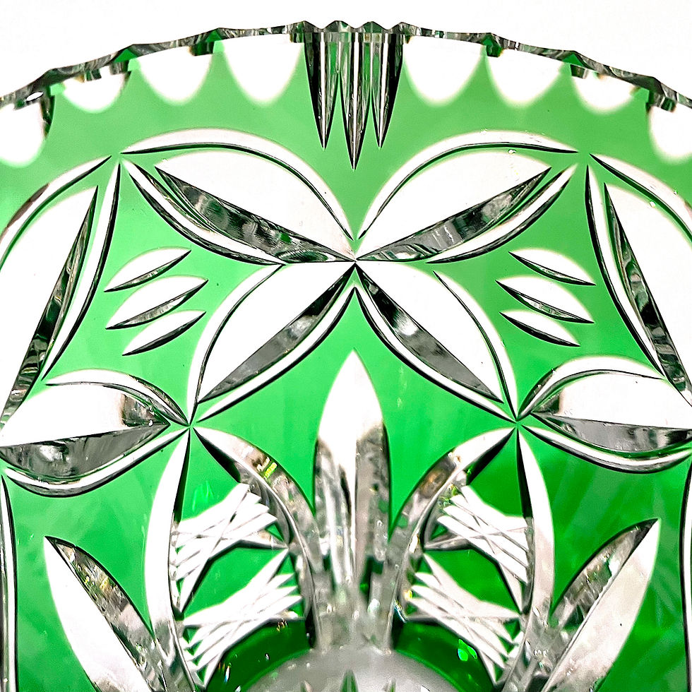Thumbnail: Vintage "Bohemian" Style Crystal Vase - Emerald Cut to Clear 8