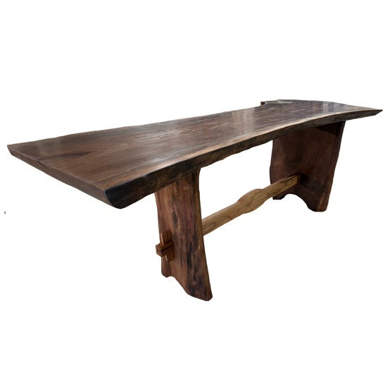 Thumbnail: Single Plank Live Edge Solid Walnut Dining Table -  Montana Rancher Handcrafted