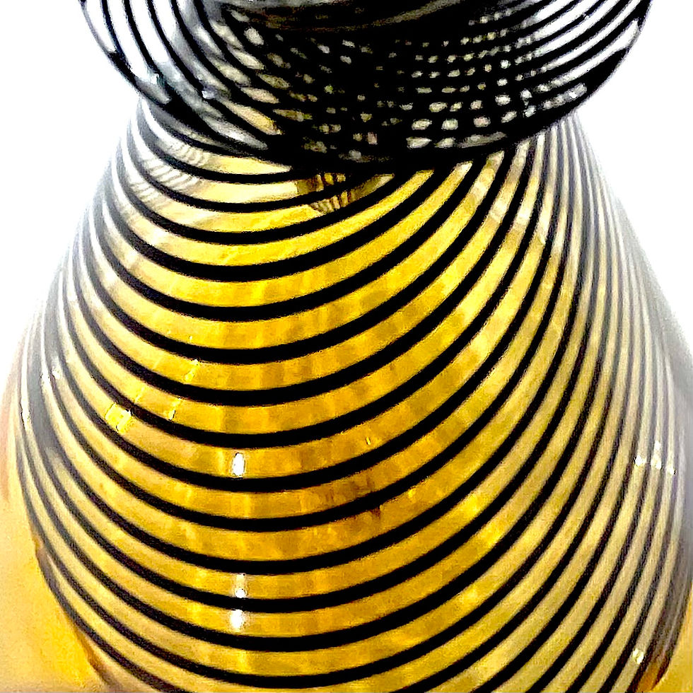 Thumbnail: 1960's Murano Latticino Glass Amber/Black Swirl Decanter Trio