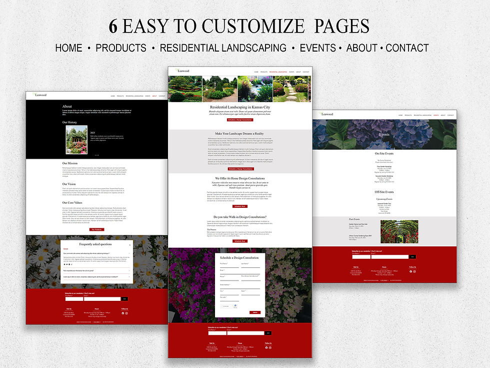 Thumbnail: What is included Leawood Wix Website Template for Landscape Nurseries, Designers, Garden Centers