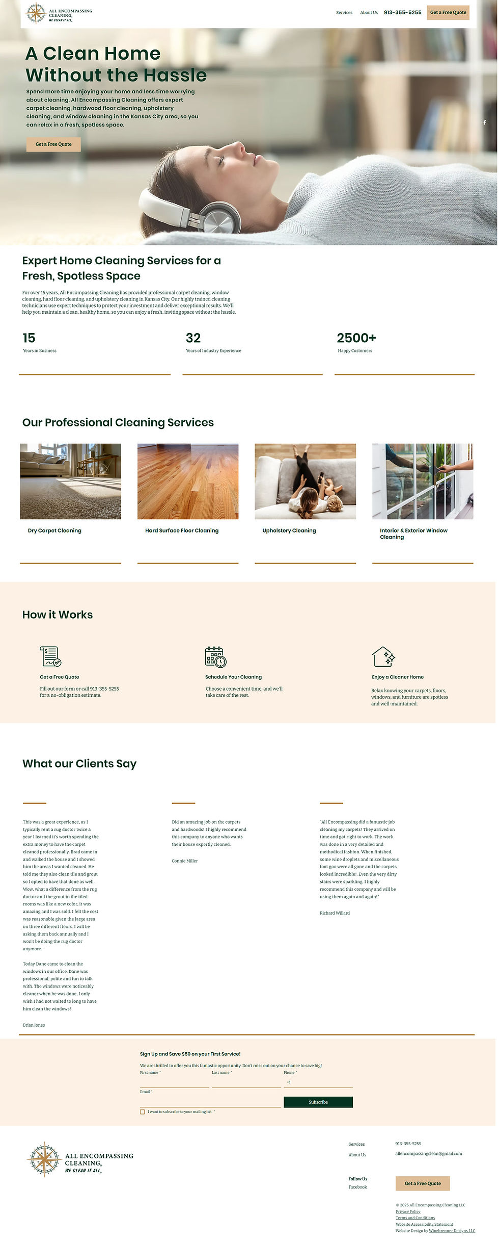 All Encompassing Cleaning home page