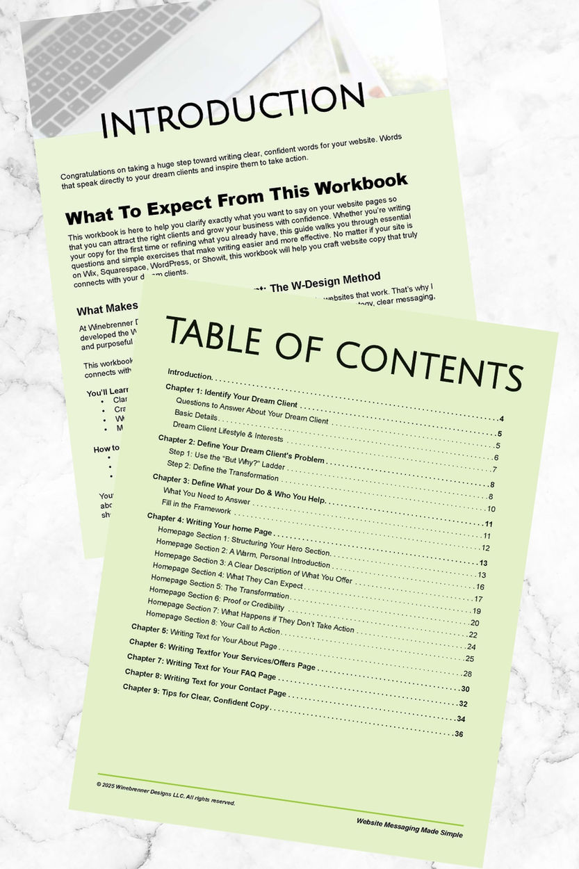 Website Messaging Made Simple Table of Contents