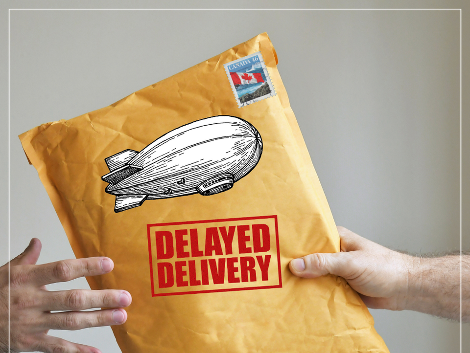 Mobile Airships announcement for Postal Strike delays.