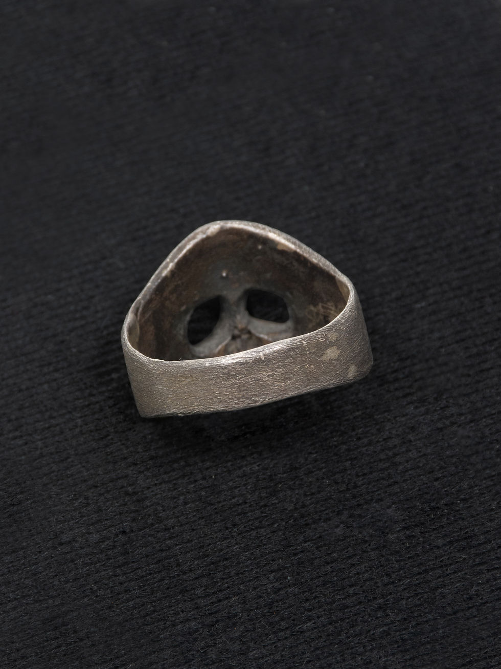 Thumbnail: Vintage Sterling Silver Helmet Skull Ring