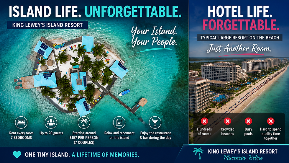 Unforgettable Vacation for your family or friends and King Leweys Island Resort Belize