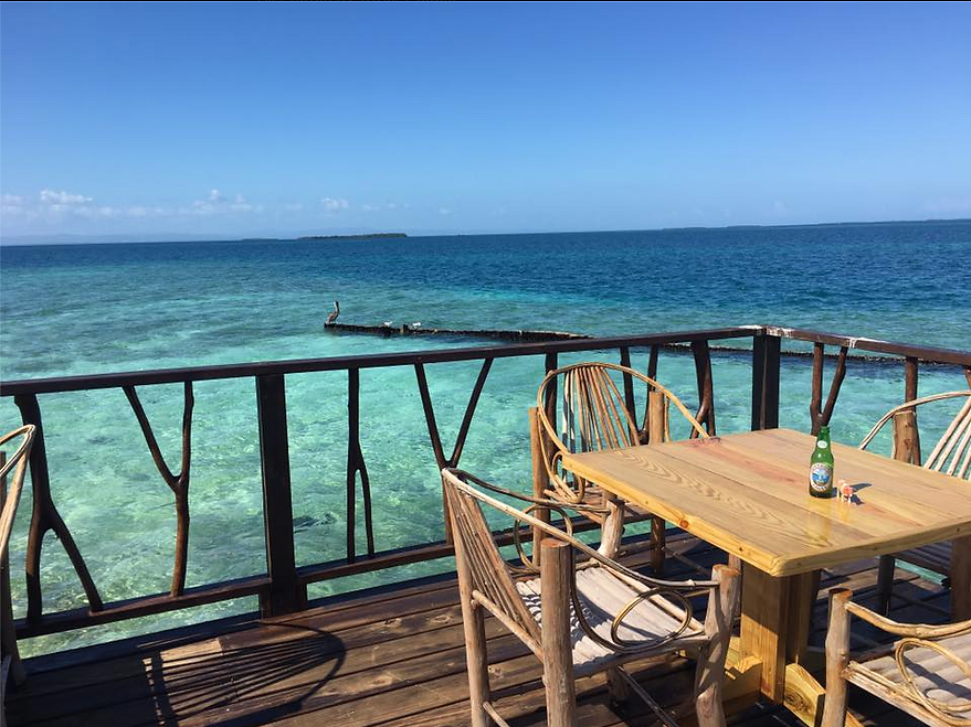 Relaxing on the Black Pearl Bar on King Lewey's Island Resort, Placencia Belize