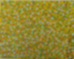 Peinture abstraite aux motifs croisés multicolores sur fond jaune
