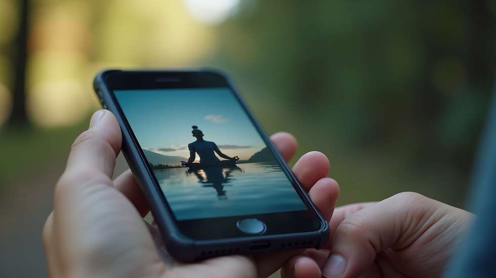 Close-up view of a smartphone screen showing a meditation app interface