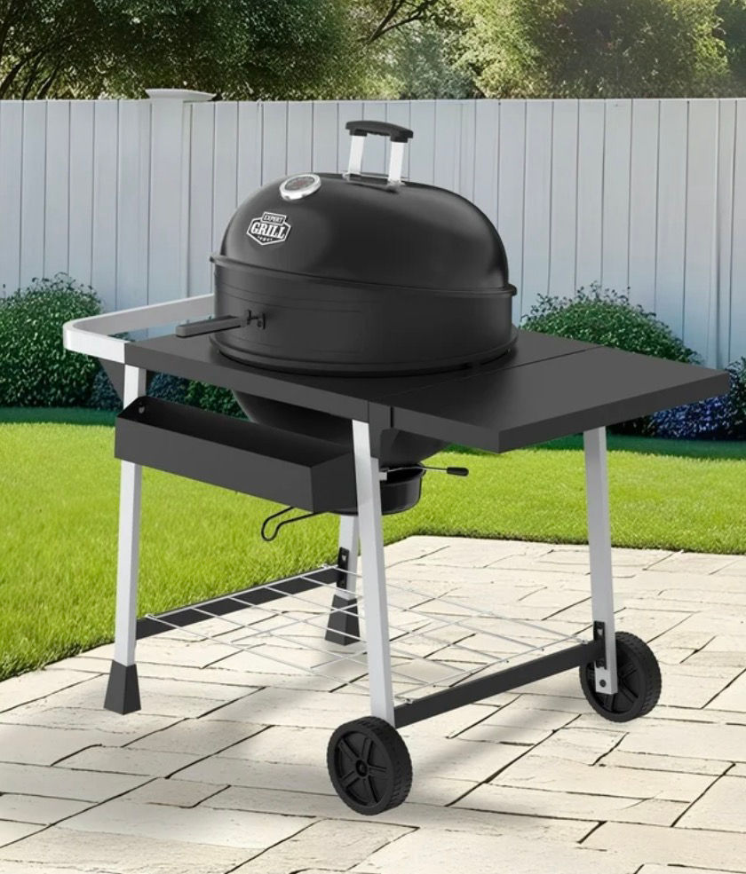 Thumbnail: Expert Grill Kettle Charcoal Grill Cart with Pizza Stone and Warming Rack 22.5 I